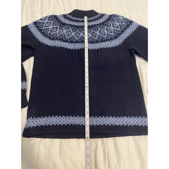 Paul Mage Sweater Womens Large Blue Fair Isle Wool Made in Denmark Vintage - Picture 10 of 11